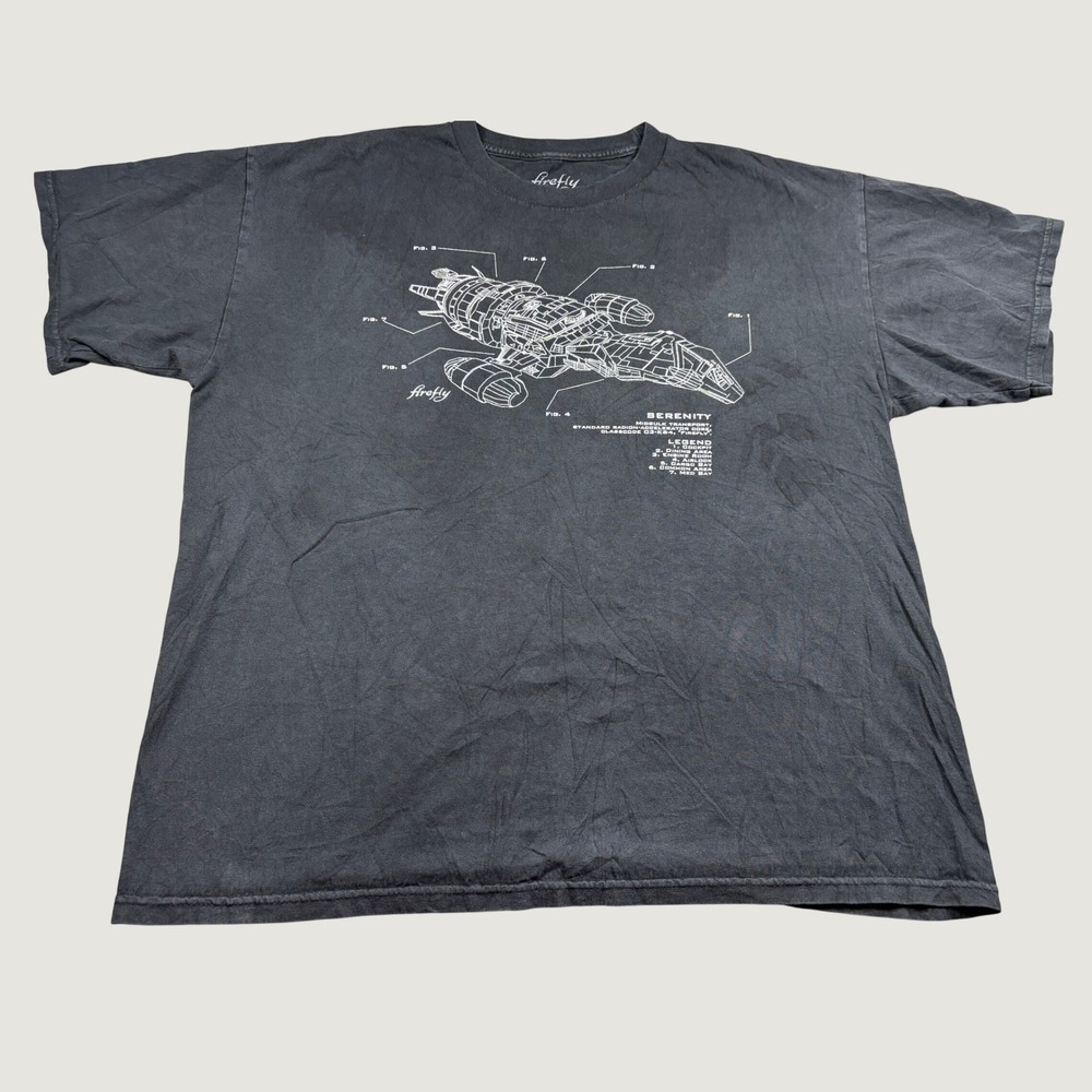 Ripple Junction Firefly Serenity Blueprint Graphic T-Shirt Mens XL Black Sci-Fi